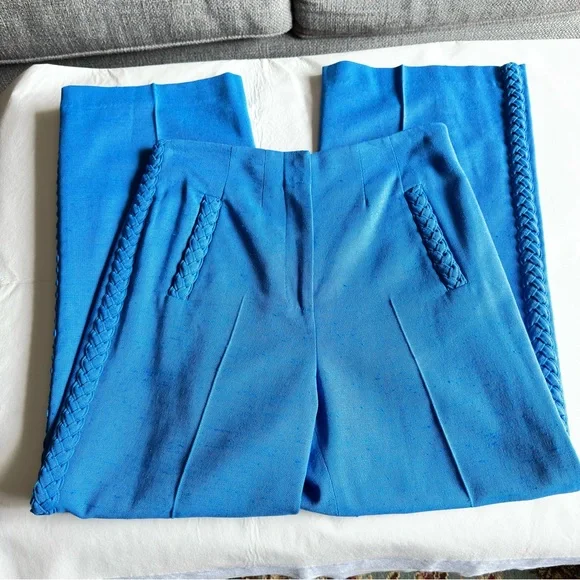 Veronica Beard Dove Woven Wide-leg Pants Blue 4 - Picture 7 of 15